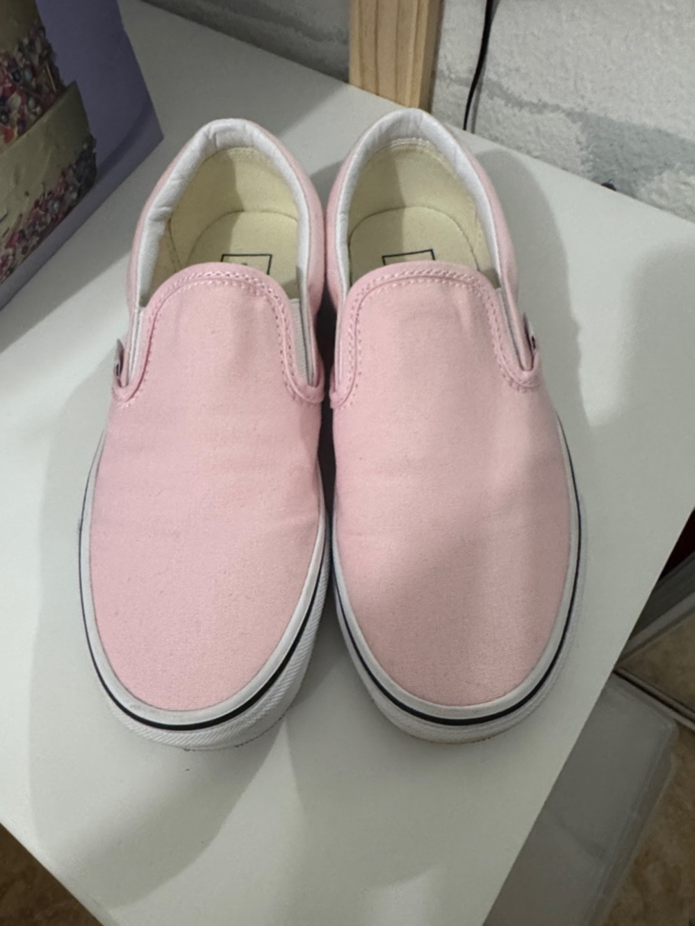 Vans Pink Slip-On Canvas Sneakers with White Trim